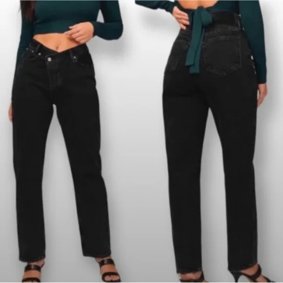 Abercrombie & Fitch Women’s Curve Love The Dad High Rise Black Jeans Size 15 / 0 - Picture 1 of 7